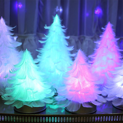 【光る羽ツリー】てのひらサイズ LEDライト付き feather tree light 3枚目の画像