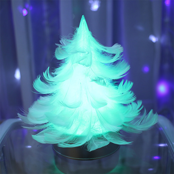 【光る羽ツリー】てのひらサイズ LEDライト付き feather tree light 9枚目の画像