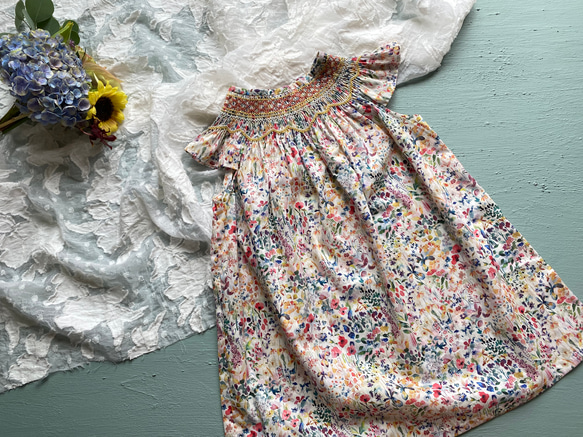 リバティ❤︎スモッキング刺繍ビショップワンピース 子供服 pratolina  