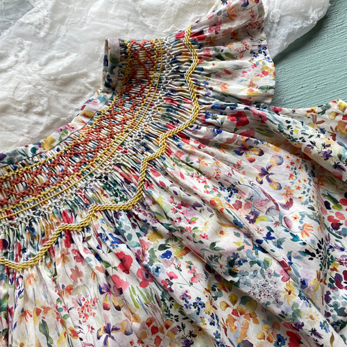 リバティ❤︎スモッキング刺繍ビショップワンピース 子供服 pratolina  