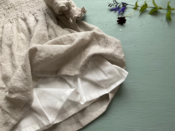バックスモッキング刺繍&ボリューム袖のリネンワンピース♬ 8枚目の画像