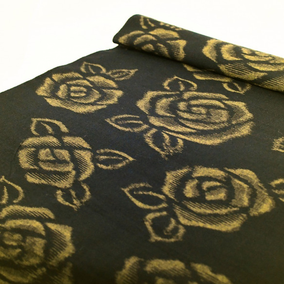 久留米絣】生地〈薔薇｜黄金〉※1m～ 生地 久留米かすりの野村