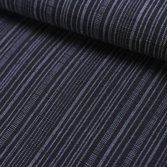 久留米絣】生地〈矢鱈縞｜黒×錫色〉※1m～ 生地 久留米かすりの野村織物