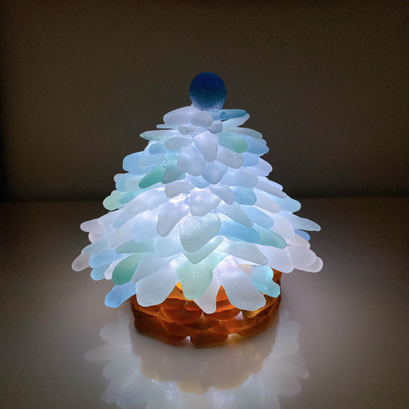 シーグラス ツリー ランプ ビーチグラス ライト☆ガラス スタンド