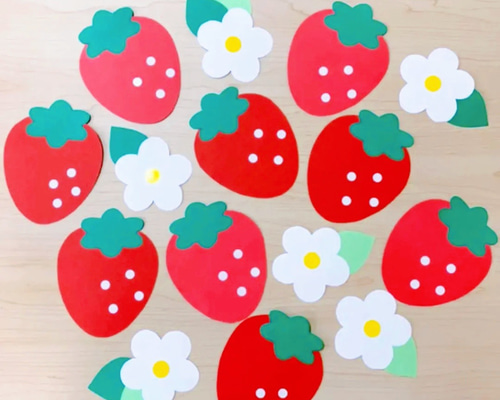 壁面飾り いちご 春 3月 4月 5月 切り絵 maru.壁面工房 通販 9980766