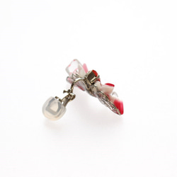 [再次上架]旋鈕工作的耳環（月份）&lt;P玫瑰&gt;供應施華洛世奇頭髮成人儀式供髮飾 第3張的照片