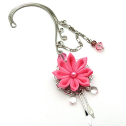 旋鈕工作耳鉤&lt;粉紅色M&gt; [小花]施華洛世奇浴衣和服髮飾◎ 第2張的照片