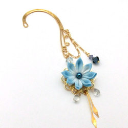 旋鈕工作耳鉤&lt;冬季藍色G&gt; [小花]純真絲施華洛世奇和服聖誕節 第2張的照片