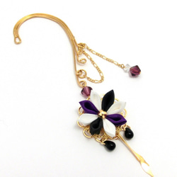 旋鈕工作耳鉤&lt;B紫色&gt; [小花]單色Trico顏色施華洛世奇和服 第2張的照片