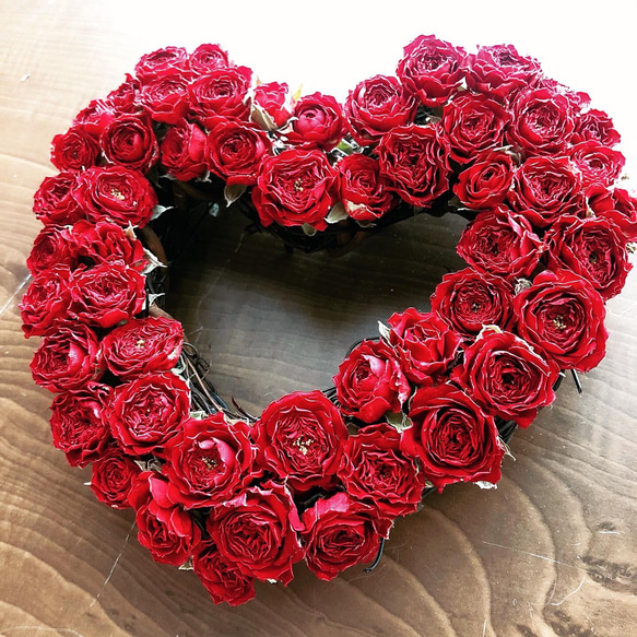 flower wreath ⚘ LOVE   rose  ハート バラのリース フラワーリース 2枚目の画像