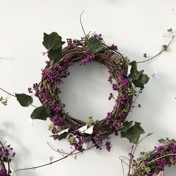 flower wreath " beautyberry "  紫式部 リース 秋の実 1枚目の画像