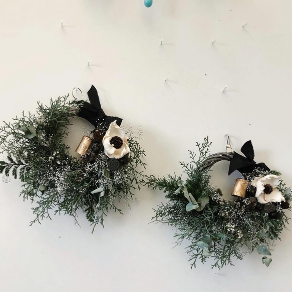 winter wreath  " flocon "  ハーフリース クリスマスリース クリスマス ドライフラワーリース 4枚目の画像