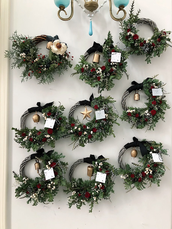 christmas wreath " rose half " フレッシュリース クリスマスリース グリーン コニファー 6枚目の画像