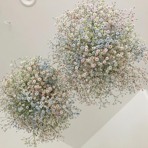 リースかすみ草ドライフラワースワッグブーケリースブーケ