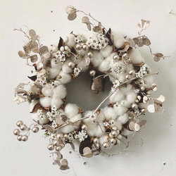 cotton flower wreath " lampe " コットンフラワー リース ドライフラワー サンキライ 2枚目の画像