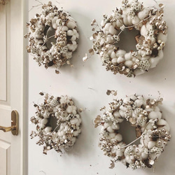 cotton flower wreath " lampe " コットンフラワー リース ドライフラワー サンキライ 4枚目の画像