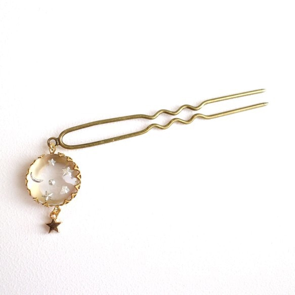 *resale*Moon and Star Intaglio ＋☆ Hair Pin 簪 ヘアピン 2枚目の画像