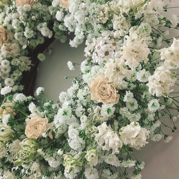 flower wreath ⚘ Saturday  かすみ草のリース 3枚目の画像