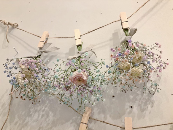 flower garland " MEL " ⑤  かすみ草 ガーランド フラワー ブーケ スワッグ  ラナンキュラス 3枚目の画像