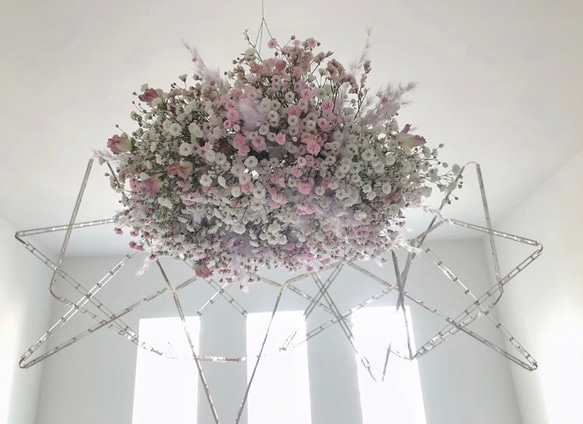 オーダーページ  flower wreath ⚘ spring march  かすみ草とスイートピーのリース 1枚目の画像