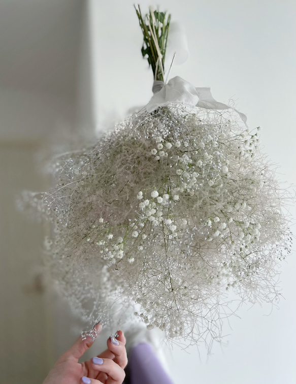 " fog smoke silver " bouquet  スモークツリー かすみ草 ブーケ フライングリース 1枚目の画像