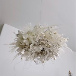 flying wreath " LUNA " ドライフラワー リース ホワイト ルナリア かすみ草 4枚目の画像