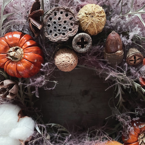 限定☽ HALLOWEEN wreath ハロウィン リース スモークツリー パープル