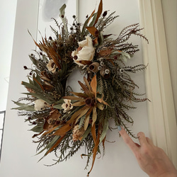 autumn wreath ワイルドフラワー リース ドライフラワー 秋色 ナチュラル ネイティブフラワー スワッグ 3枚目の画像