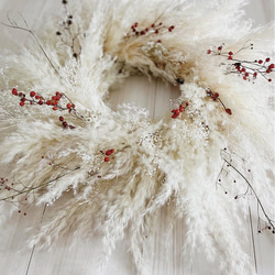 flower wreath " chat blanc " フラワーリース パンパスグラス リース 1枚目の画像