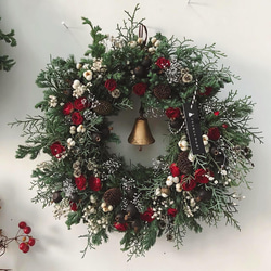 christmas wreath " rose round " フレッシュリース クリスマスリース コニファー グリーン 1枚目の画像