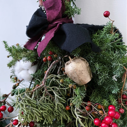 winter swag " grelot " スワッグ  ブーケ グリーン コニファー もみの木 クリスマス 3枚目の画像