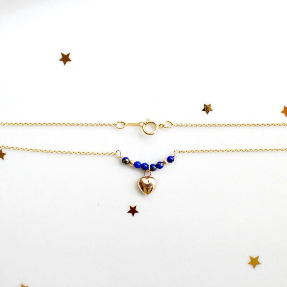 lapis lazuli 14kgf* Heart Necklace ラピスラズリ 2枚目の画像