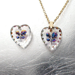 vintage little rose pendant * heart 春色 flower ペンダント 4枚目の画像