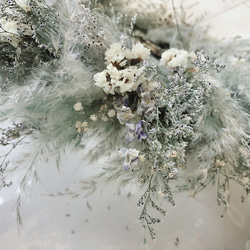fluffy snow wreath (flying wreath)  ふわふわ フライングリース  ドライフラワー 3枚目の画像