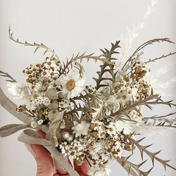 garland: wild flower white ミニブーケ ガーランド  フラワー スワッグ  ドライフラワー 2枚目の画像