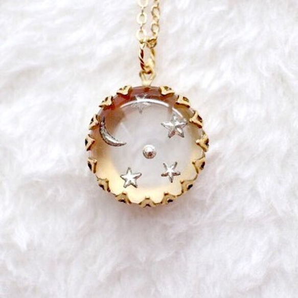 *resale*Moon and Star Intaglio Pendant 夜空のペンダント 1枚目の画像