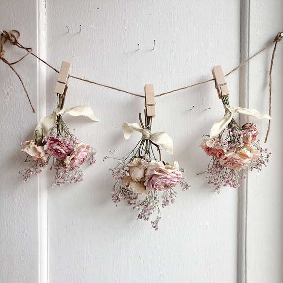 rose garland pink ミニブーケ ガーランド フラワー スワッグ ドライフラワー タペストリー・壁掛け Maya 通販