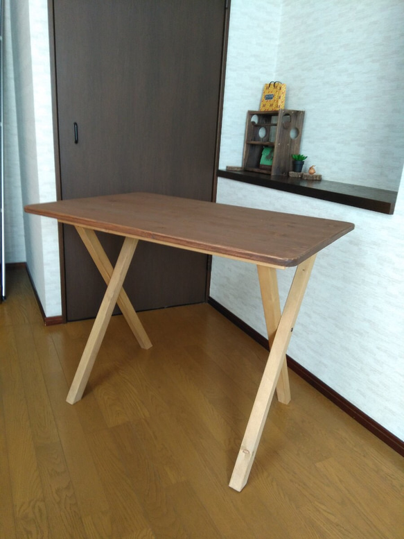 木製テーブル 組立簡単 コンパクト収納！ 1枚目の画像