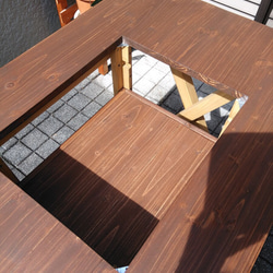 木製テーブル ：簡単おうちでアウトドア【卓上コンロ、BBQコンロ深さ２段階】 2枚目の画像