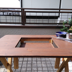 木製テーブル ：簡単おうちでアウトドア【卓上コンロ、BBQコンロ深さ２段階】 4枚目の画像