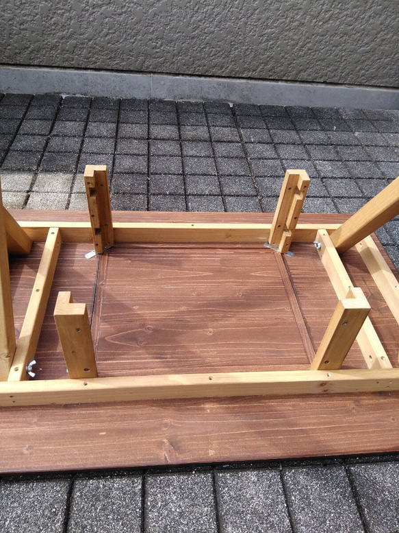 木製テーブル ：簡単おうちでアウトドア【卓上コンロ、BBQコンロ深さ２段階】 8枚目の画像