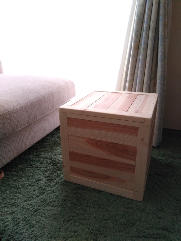 木製キューブBOX【37×37×37cm】フリー収納ボックス、スツール使用可能【サイズオーダー可】 2枚目の画像