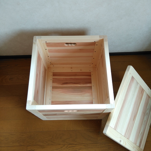 木製キューブBOX【37×37×37cm】フリー収納ボックス、スツール使用可能 ...