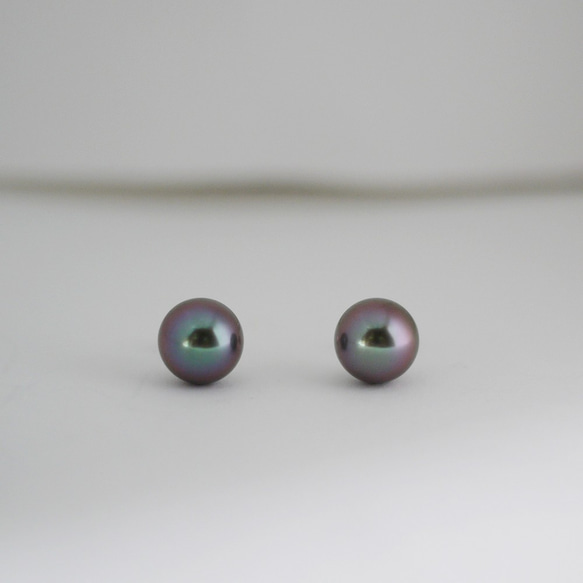 紫色大溪地黑珍珠耳環,925純銀鍍白金,AAA級9.9mm正圓,ピアス耳釘,全球免郵費 第4張的照片