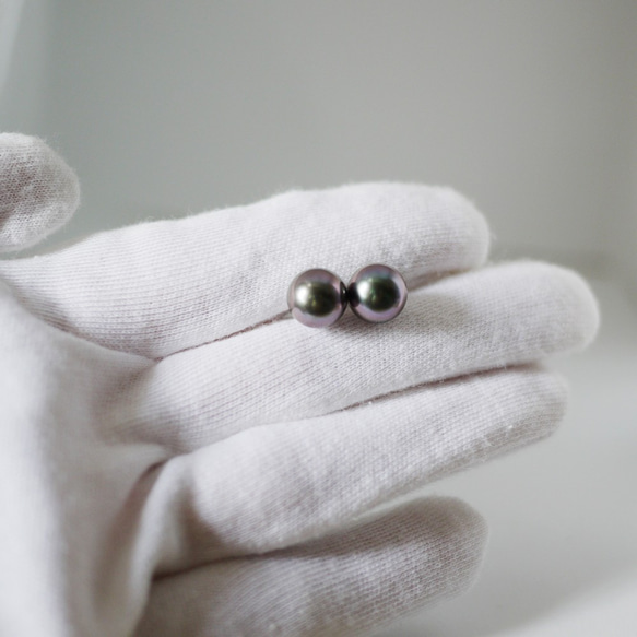 紫色大溪地黑珍珠耳環,925純銀鍍白金,AAA級9.9mm正圓,ピアス耳釘,全球免郵費 第9張的照片