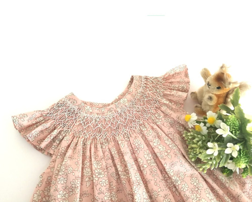 リバティプリントスモッキング刺繍ワンピース サイズ80 ベビー服