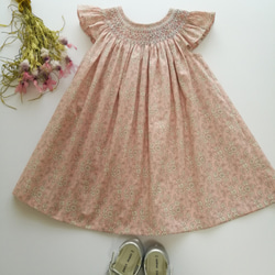 【試着のみ】リバティ　ローズザンジー　カシュクールワンピース　スモッキング刺繍 スモッキング刺繍リバティプリント ワンピース＆パンツセット