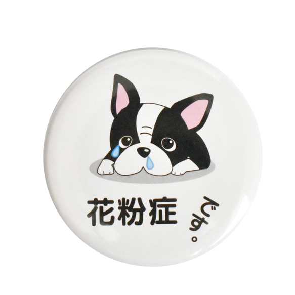 花粉症 缶バッジ 57mm 犬 115 1枚目の画像