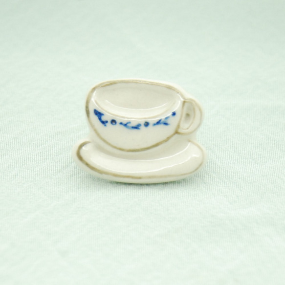 ＜陶器＞コーヒーカップ帯留め 2枚目の画像