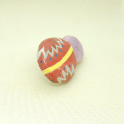 ＜陶器/和＞鞠帯留め（赤×紫） 4枚目の画像
